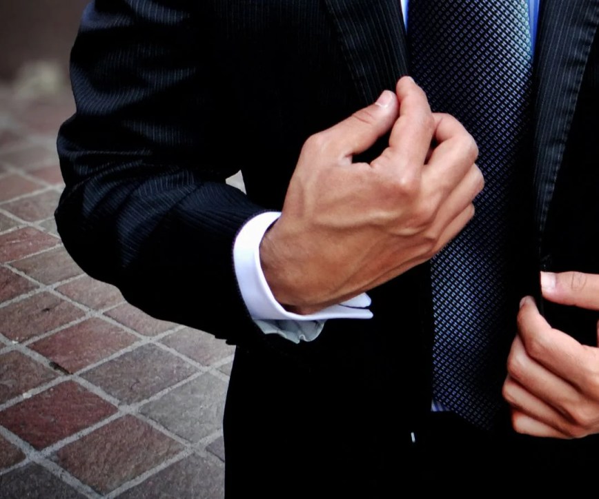 French cuff shirt with pinstripe suit